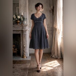 Victoria Coleman Womens Dress Sz 44 US 8 Charcoal Gray Vneck Italy Minimalist